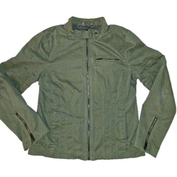Banana Republic Jackets & Blazers - Banana Republic Women's‎ Size 14 Olive Motorcycle Jacket  Zip Up, Tailored Fit